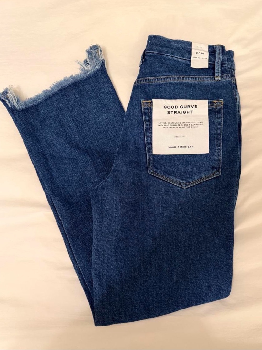 Good American Curve Straight Leg Jeans in Blue Wash- Size 2/26